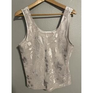 Vintage Cinema Etoile Womens Camisole Large Off White Floral Satin Romantic READ